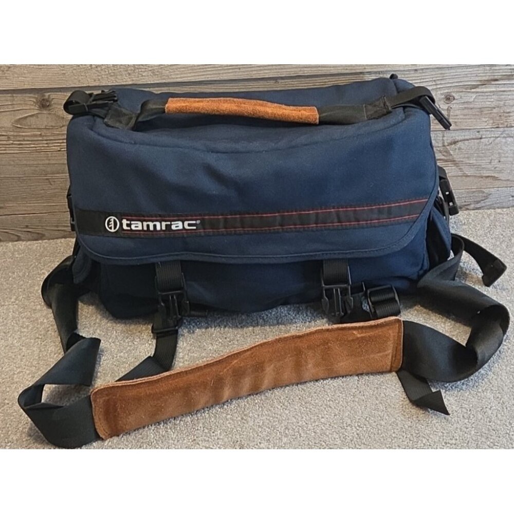 VNTG 1987 Tamrac USED  606 Lens Bridge System Blue Shoulder Camera Bag SEE  DESC